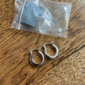 Silver Hoop Earrings with Stones